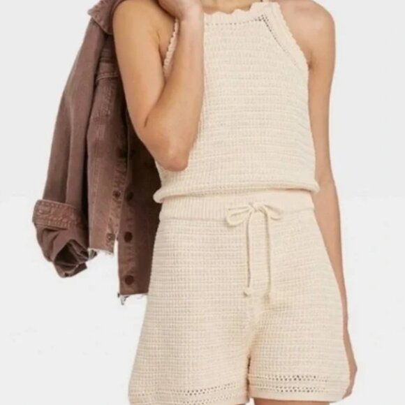 Universal Thread Pants - Universal Thread Crochet Romper Cream Women's Size L